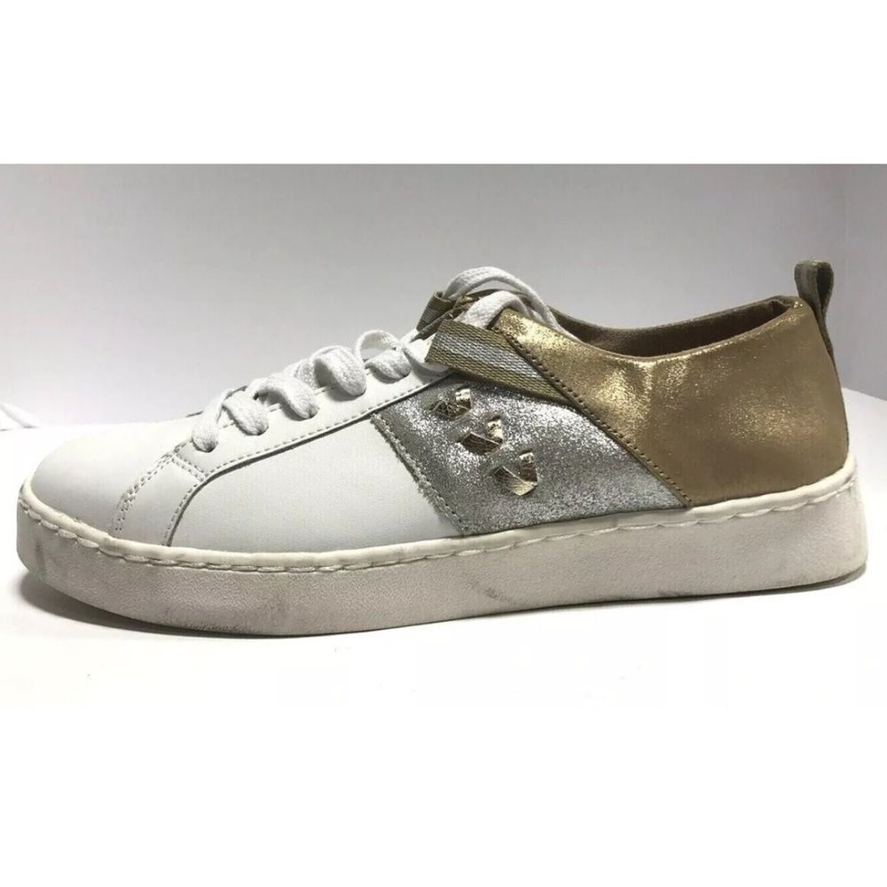 Jack Rogers Women’s Ainsley White/Silver Lace-Up Sneakers, Size 9 M